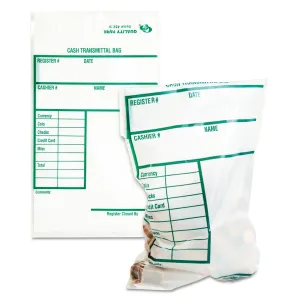 Quality Park™ Cash Transmittal Bags, Printed Info Block, 6 X 9, Clear, 100/pack