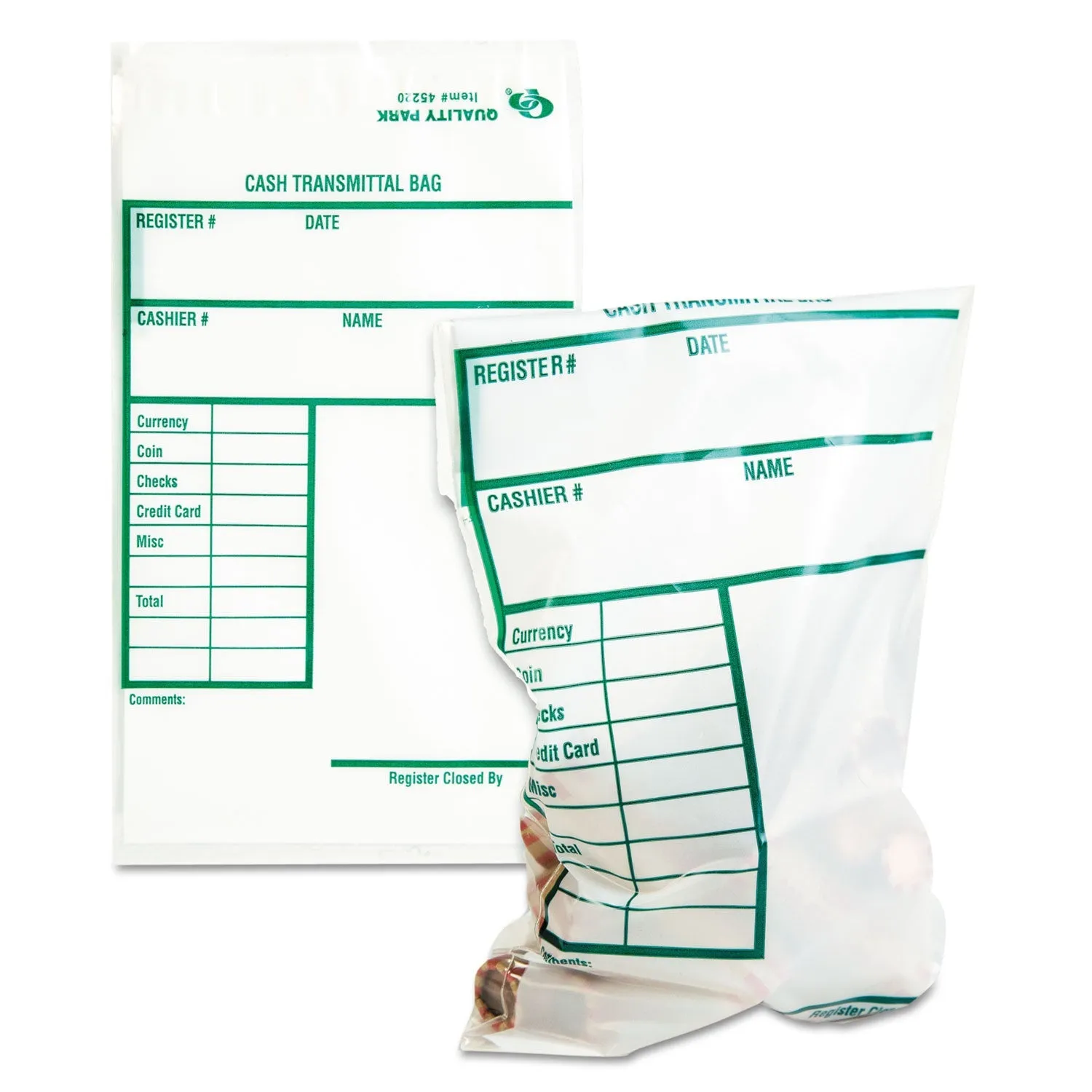 Quality Park™ Cash Transmittal Bags, Printed Info Block, 6 X 9, Clear, 100/pack