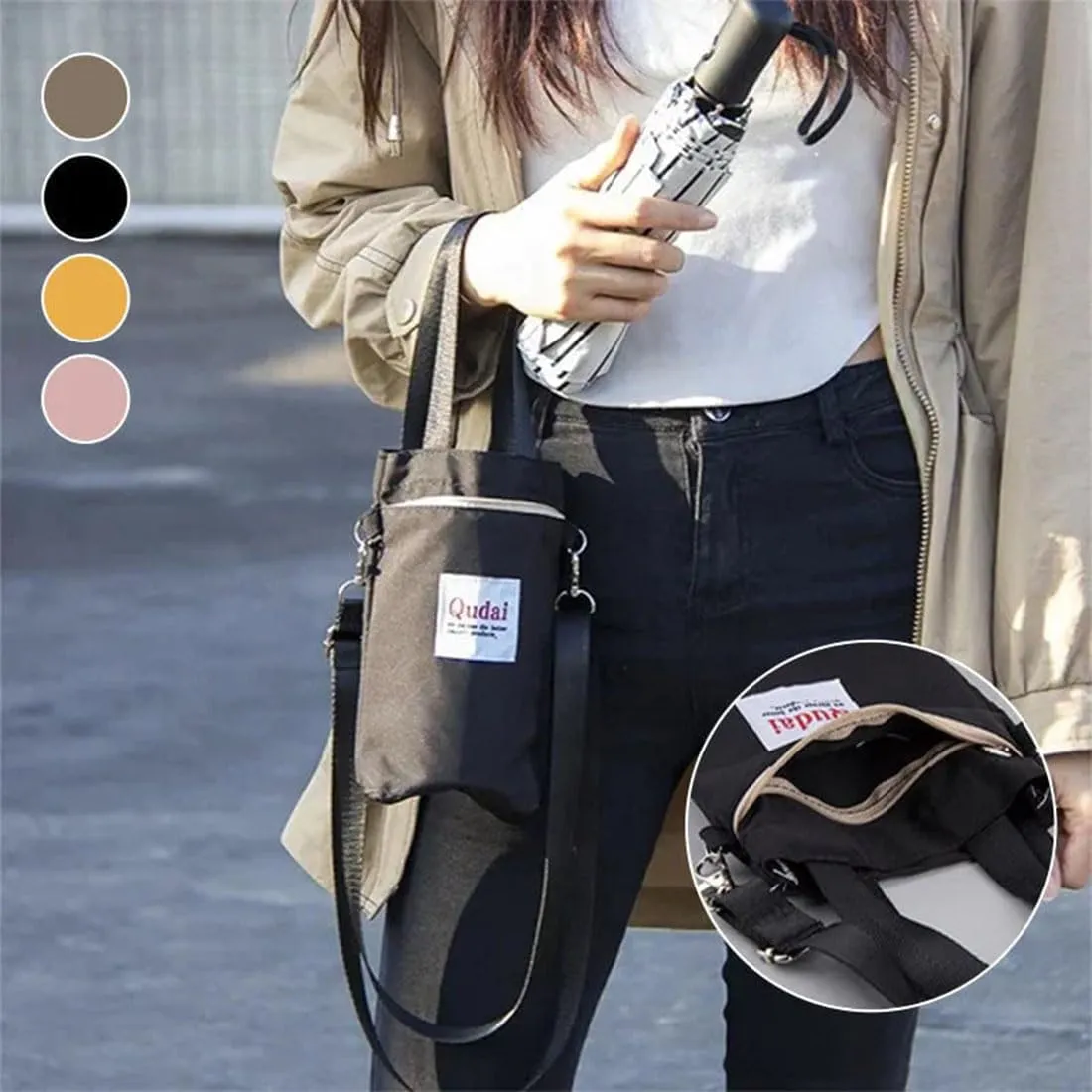 Qudai Water Bottle Pouch with Strap, Outdoor Multifunctional Bag, Qudai Outdoor Multifunctional Bag, Large Size Qudai Multifunctional Bag with Adjustable Shoulder Strap