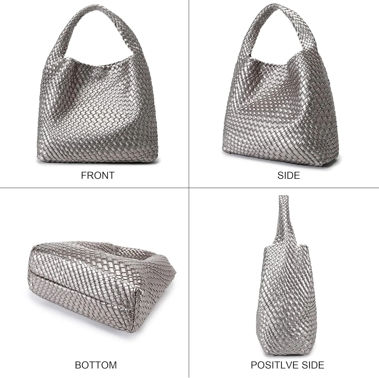 Queenoris Fashion Woven Purse for Women Top-handle Shoulder Bag Soft Summer Hobo Tote Bag