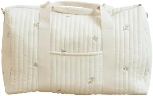 Quilted Travel Duffle Bag for Women Diaper Bag Embroidered Nappy Organizer Cute Cartoon Messenger Bag with Zipper M