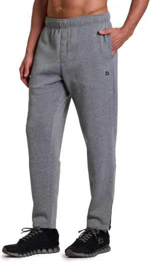 RBX Men's Fleece Sweatpants, Adjustable Leg Opening Fleece Pants Cold Weather Workout Pants with Pockets, Ankle Zippers