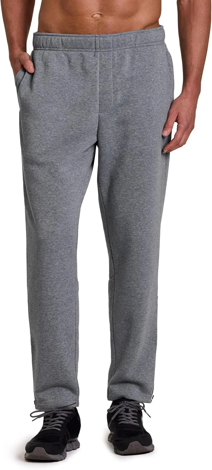 RBX Men's Fleece Sweatpants, Adjustable Leg Opening Fleece Pants Cold Weather Workout Pants with Pockets, Ankle Zippers