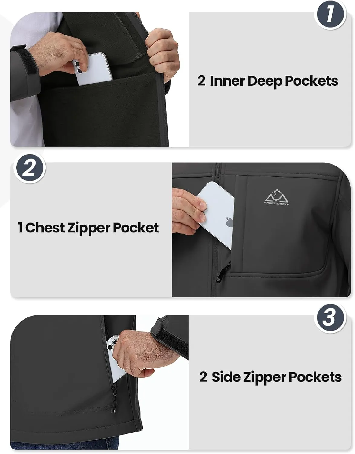 Rdruko Men's Winter Jackets Fleece Lined Hooded Water Resistant Insulated Windbreaker Softshell Jacket for Outdoor Hiking