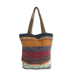 Recycled Big Rug Bag – Oversized Eco-Friendly Boho Tote in Mushroom Tones