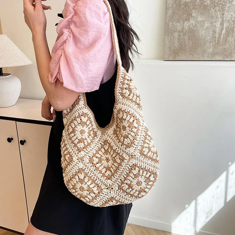 Rejolly Straw Hobo Bag for Women Tote Bag Summer Vacation Beach Handbags Boho Bohemian Style Shoulder Purse