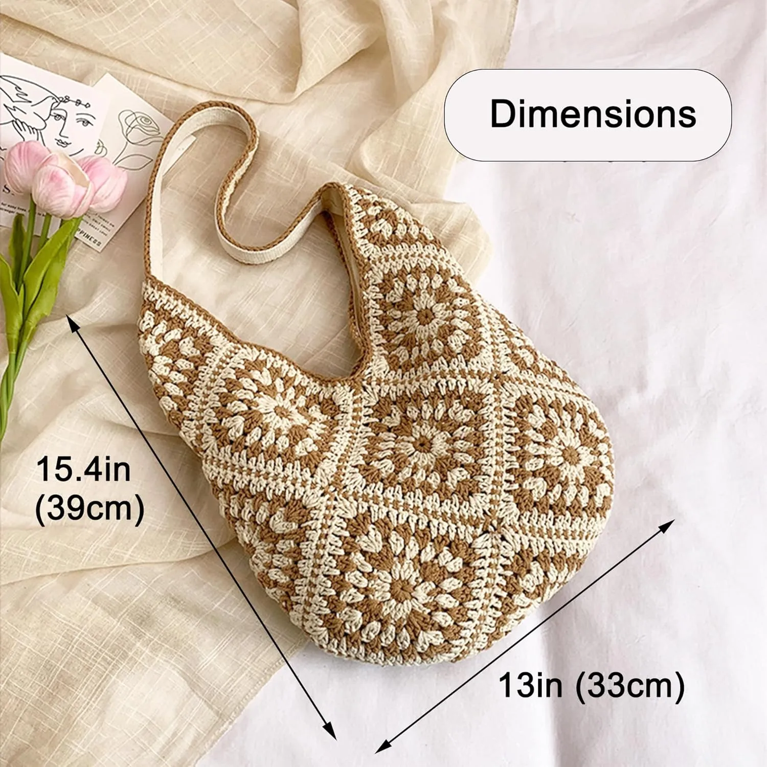 Rejolly Straw Hobo Bag for Women Tote Bag Summer Vacation Beach Handbags Boho Bohemian Style Shoulder Purse