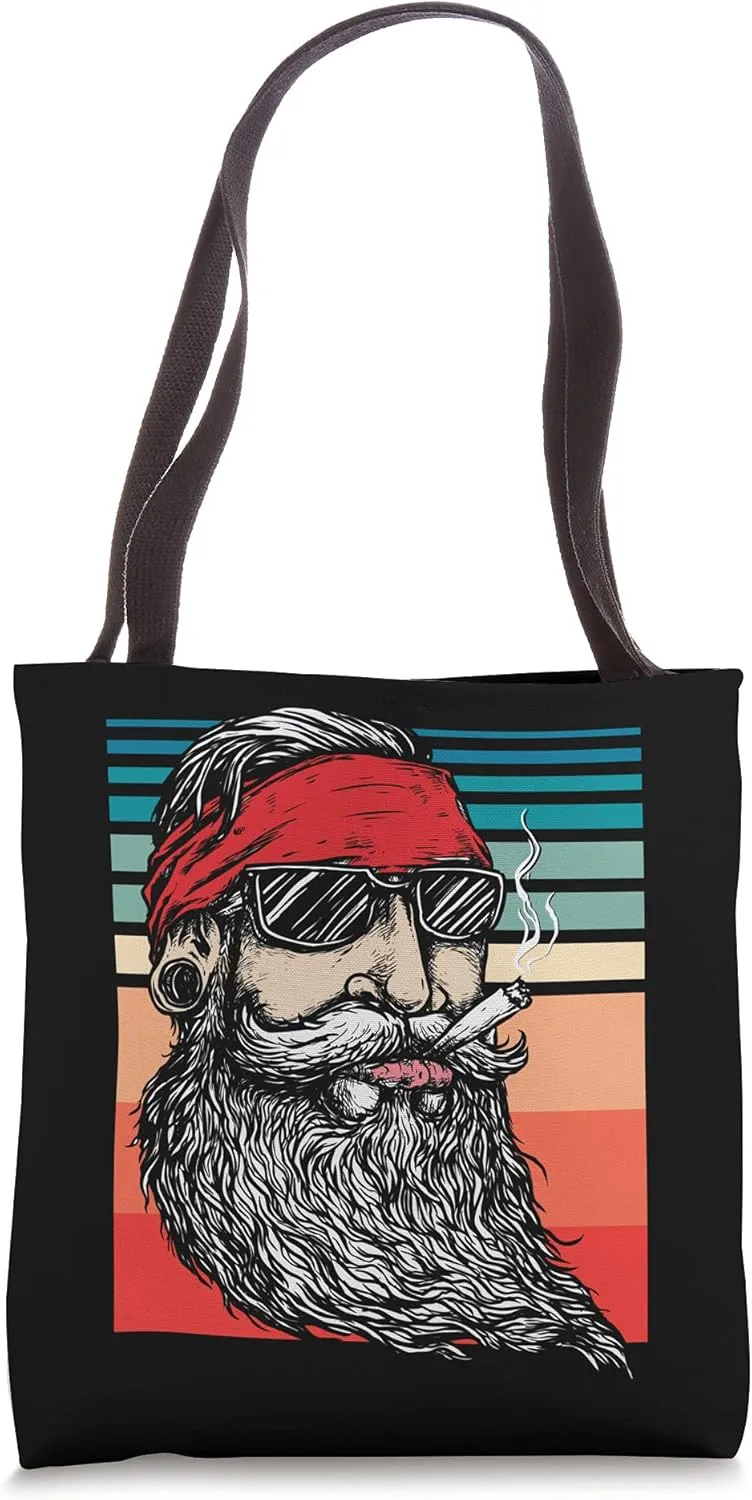 Retro Hipster Vintage Bearded Hippie Pipe Smoker Urban Style Tote Bag
