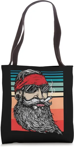 Retro Hipster Vintage Bearded Hippie Pipe Smoker Urban Style Tote Bag