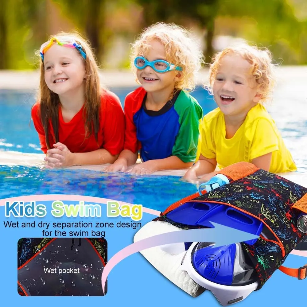 RHCPFOVR Drawstring Backpack for Kids - Swim Bag for Beach Lightweight Waterproof Sports Gym Bag With Two Water Bottle Holder