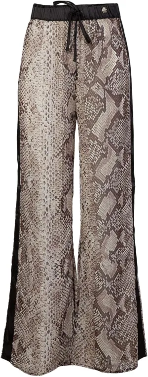 ROBERTO CAVALLI Phyton Printed Chiffon Palazzo Pants- for Womens