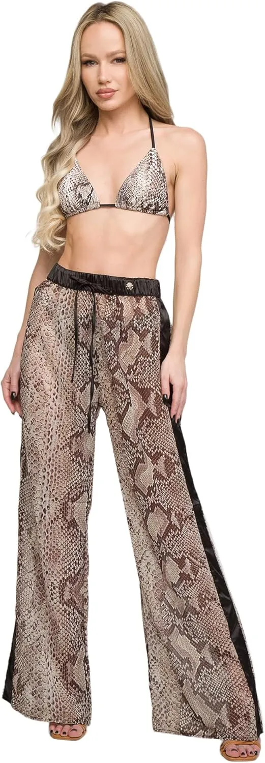 ROBERTO CAVALLI Phyton Printed Chiffon Palazzo Pants- for Womens