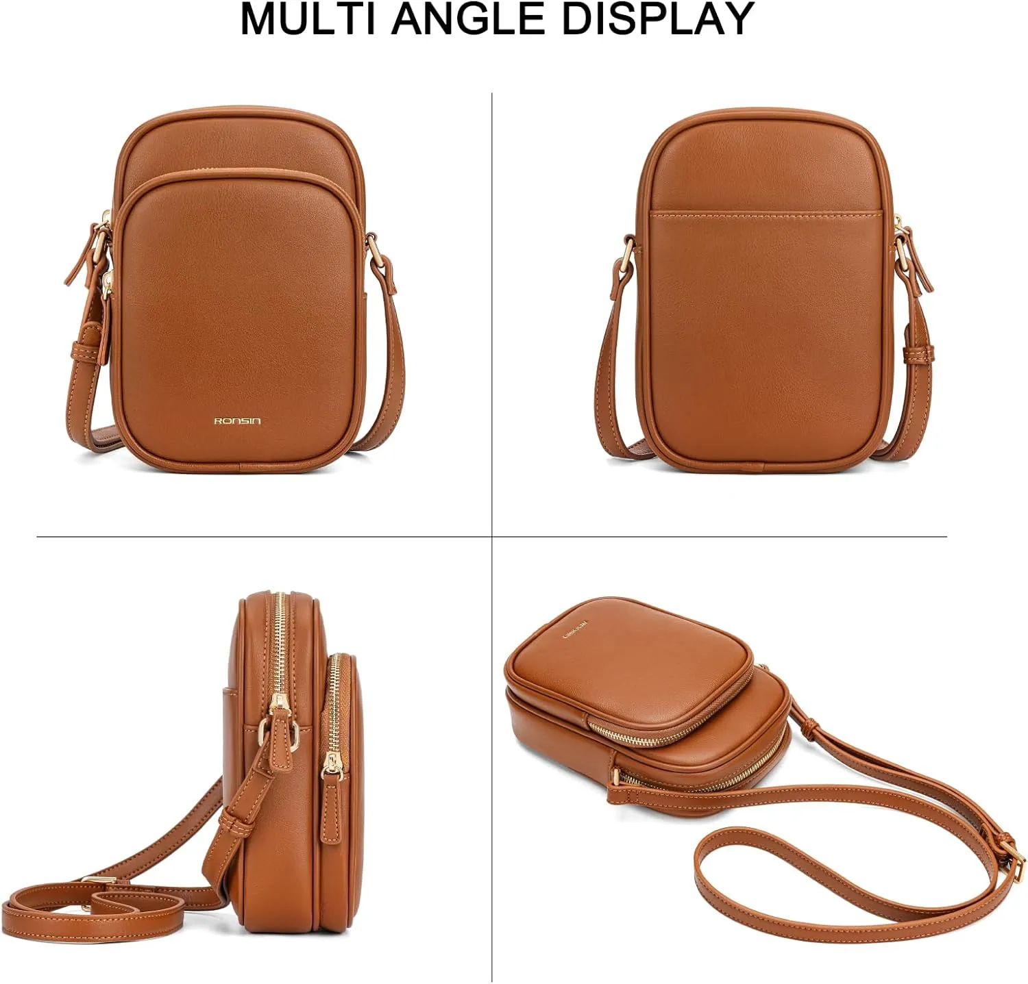RONSIN Small Crossbody Bags for Women Cell Phone Purse PU Leather Cross Body Purse Handbags with Adjustable Strap