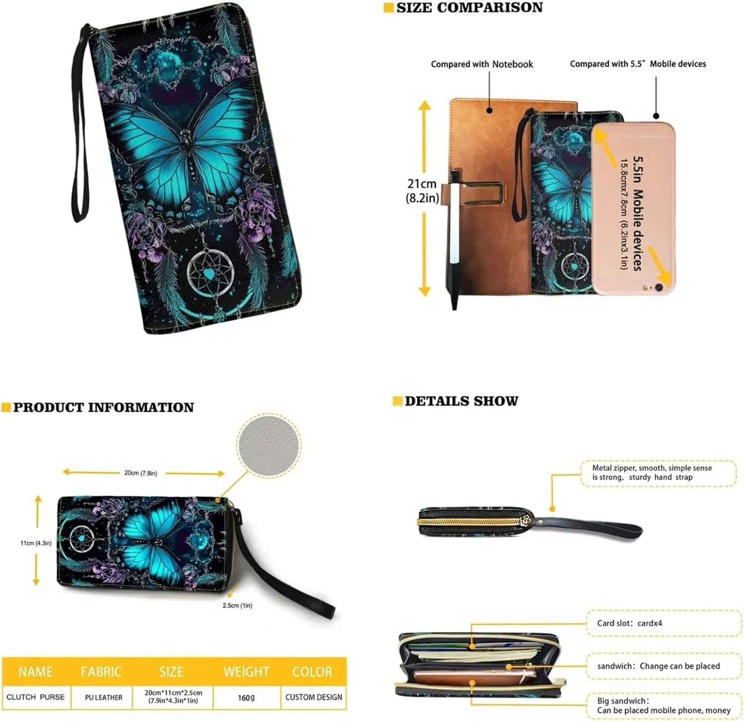 Round Crossbody Wallet Set for Women, PU Circle Bag with Leather Wrist Wallet for Travel Party Work
