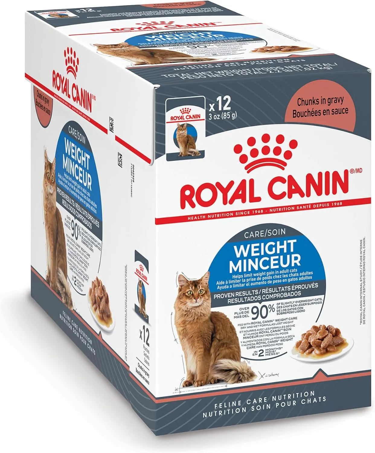 Royal Canin Feline Weight Care Chunks in Gravy Pouch Adult Wet Cat Food, 3 oz pouches 12-count