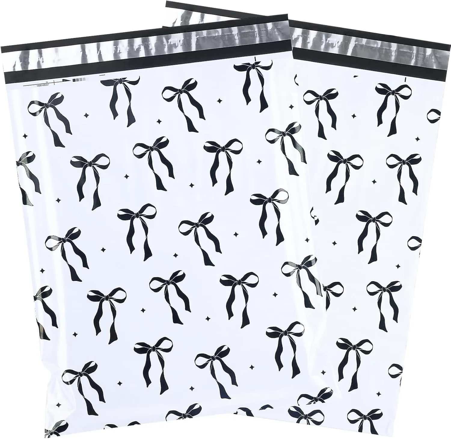 RUSPEPA 50 Pcs Black Bow Poly Mailer, Cute Bowknot Waterproof Shipping Mailers, Heavy Duty Self Adhesive Shipping Bags for Large Mailing Envelopes Bulk Tear Resistant Packaging, 12 x 14.5 Inches