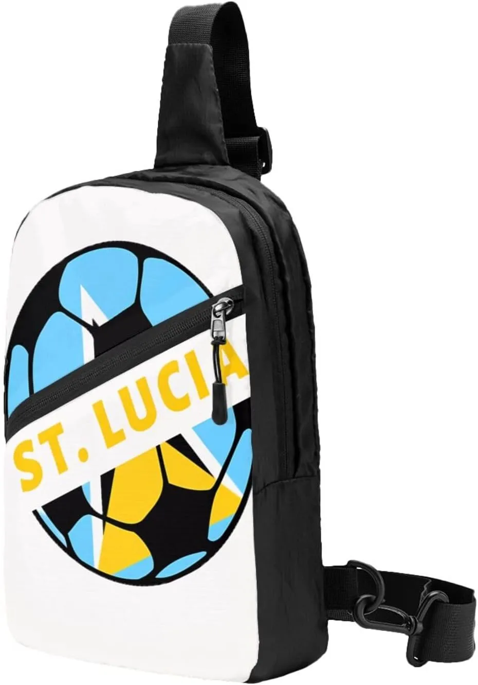 Saint Lucian Lucia Football Soccer Flag Crossbody Bag Portable Sling Bags Foldable Chest Daypack Reusable Sports Shoulder Backpack Diagonally Casual Rucksack Travel Bag