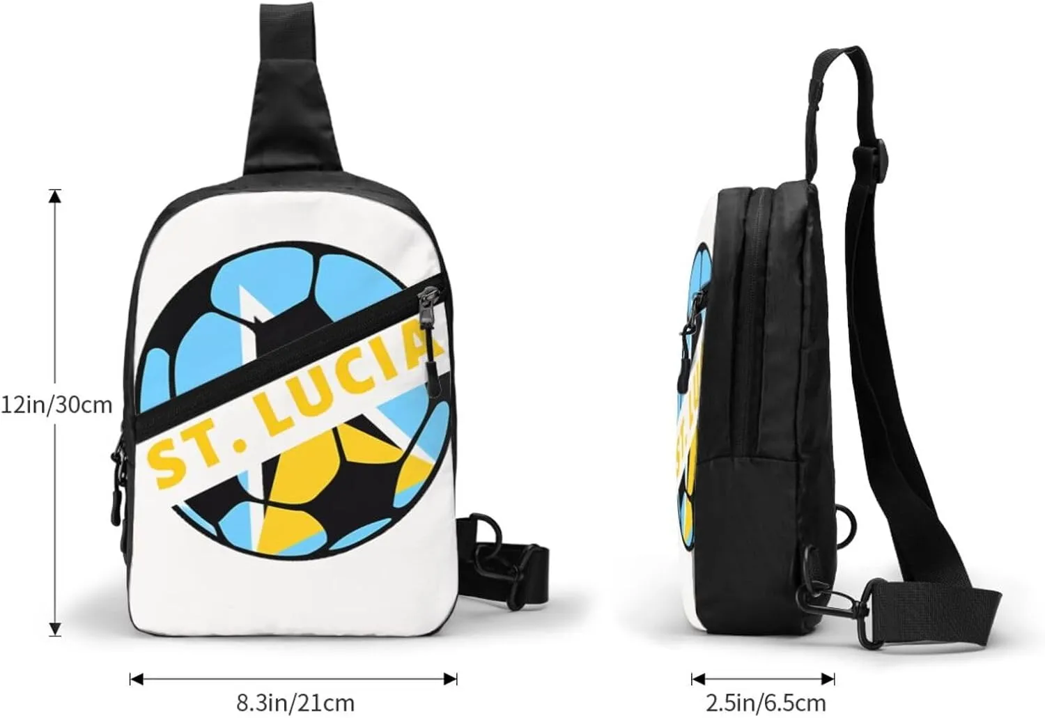 Saint Lucian Lucia Football Soccer Flag Crossbody Bag Portable Sling Bags Foldable Chest Daypack Reusable Sports Shoulder Backpack Diagonally Casual Rucksack Travel Bag