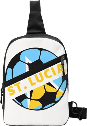 Saint Lucian Lucia Football Soccer Flag Crossbody Bag Portable Sling Bags Foldable Chest Daypack Reusable Sports Shoulder Backpack Diagonally Casual Rucksack Travel Bag