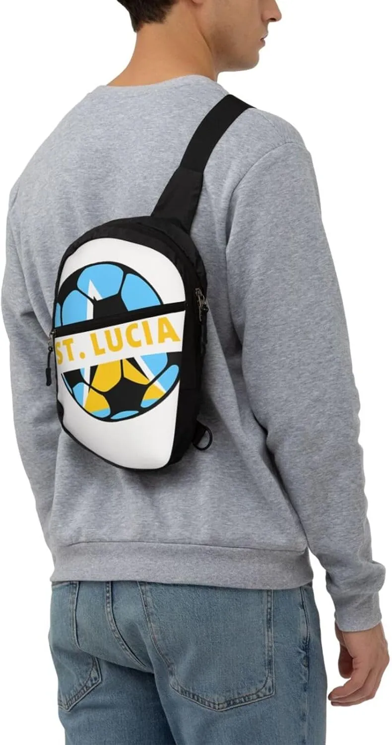 Saint Lucian Lucia Football Soccer Flag Crossbody Bag Portable Sling Bags Foldable Chest Daypack Reusable Sports Shoulder Backpack Diagonally Casual Rucksack Travel Bag