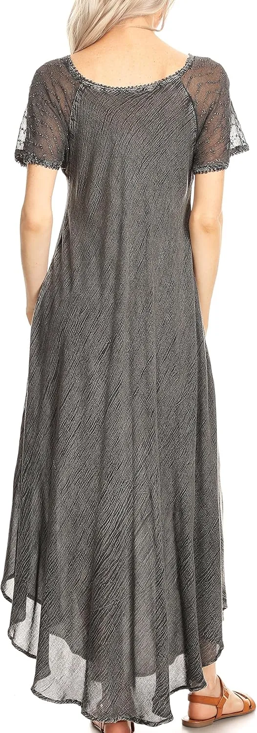 Sakkas Helena Embroidered Nightgown/Women Sleepwear with Eyelet Sleeves