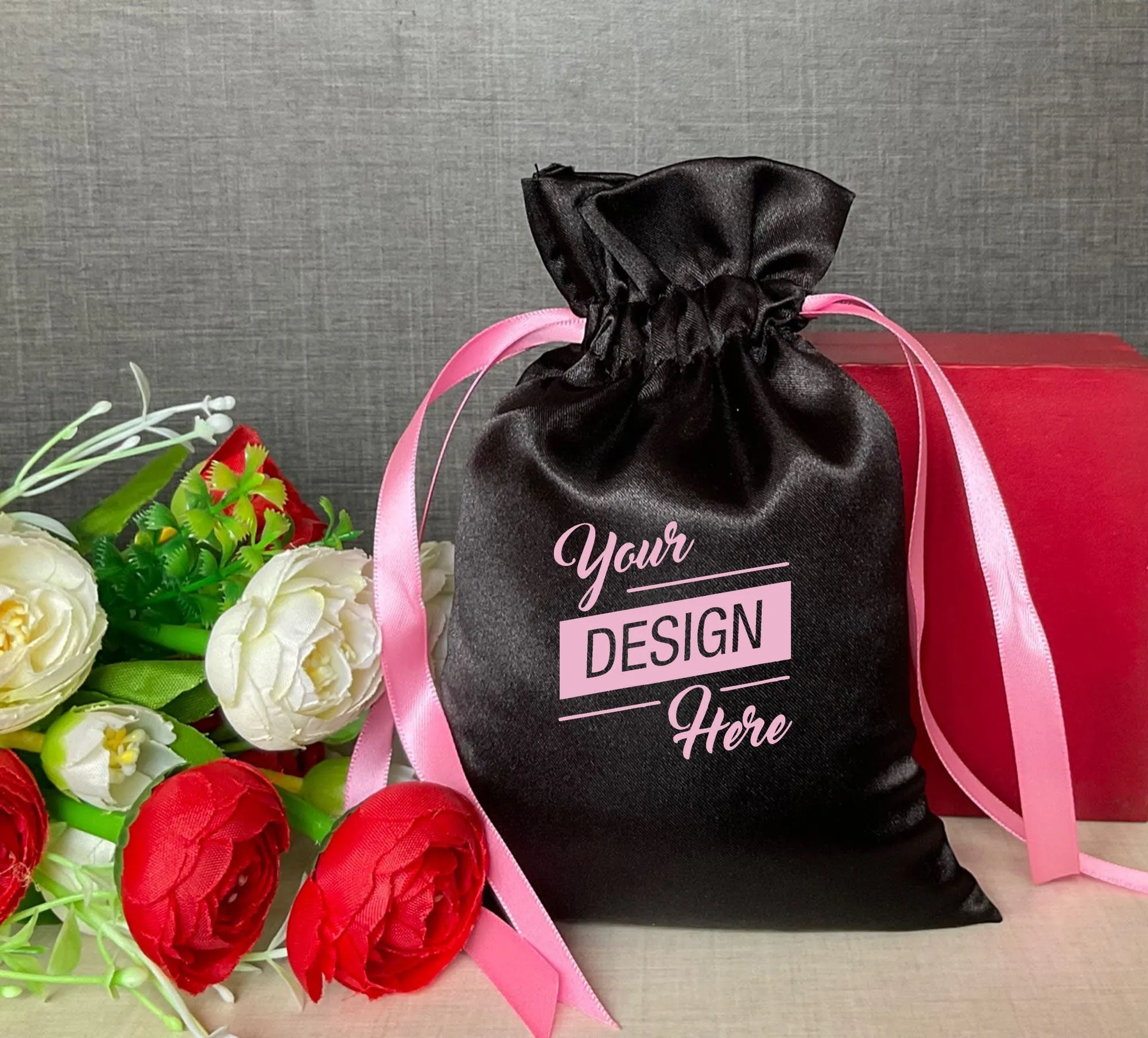 Satin drawstring bags custom dust bags Jewelry package pouch personalized your logo printed wholesale product package gift bag