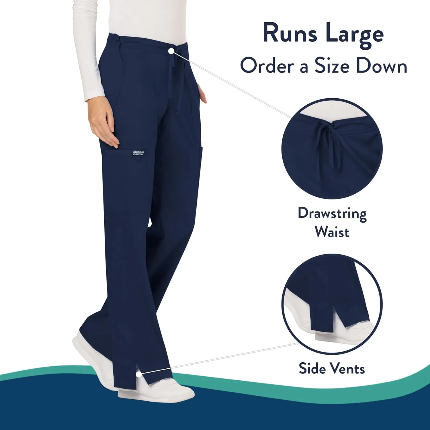 Scrubs for Women Workwear Revolution, Drawstring Scrub Pants, Soft Stretch WW120