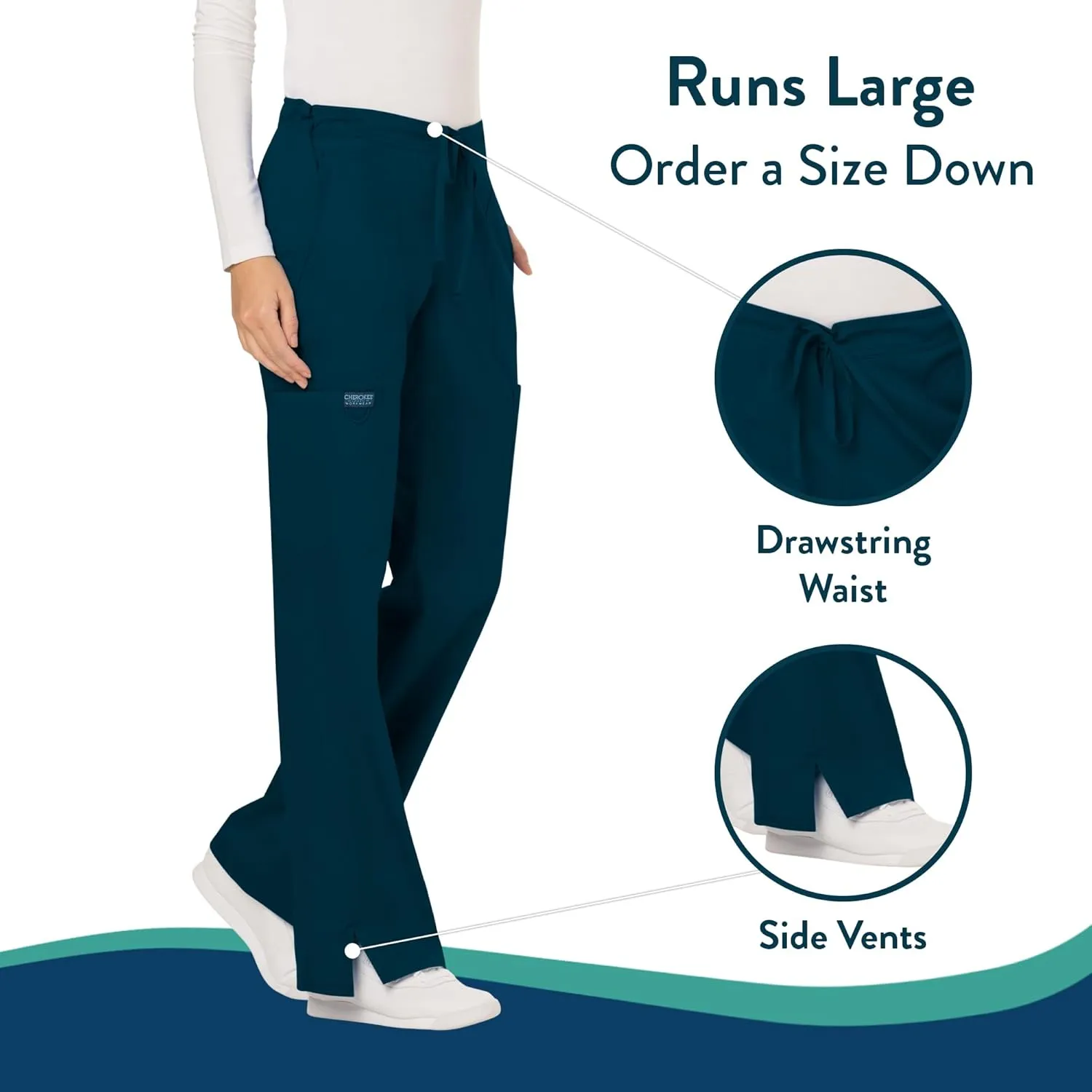 Scrubs for Women Workwear Revolution, Drawstring Scrub Pants, Soft Stretch WW120