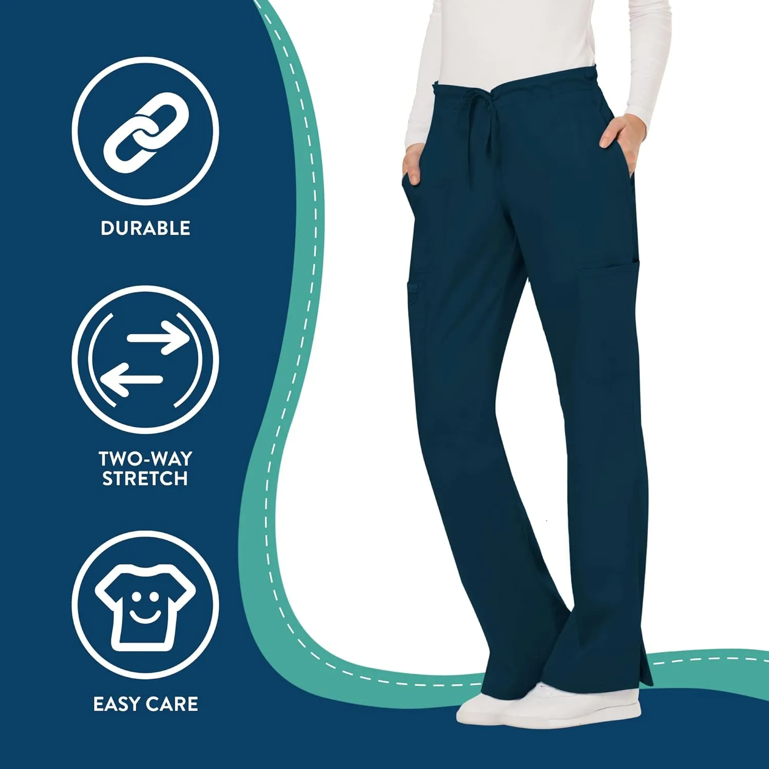 Scrubs for Women Workwear Revolution, Drawstring Scrub Pants, Soft Stretch WW120