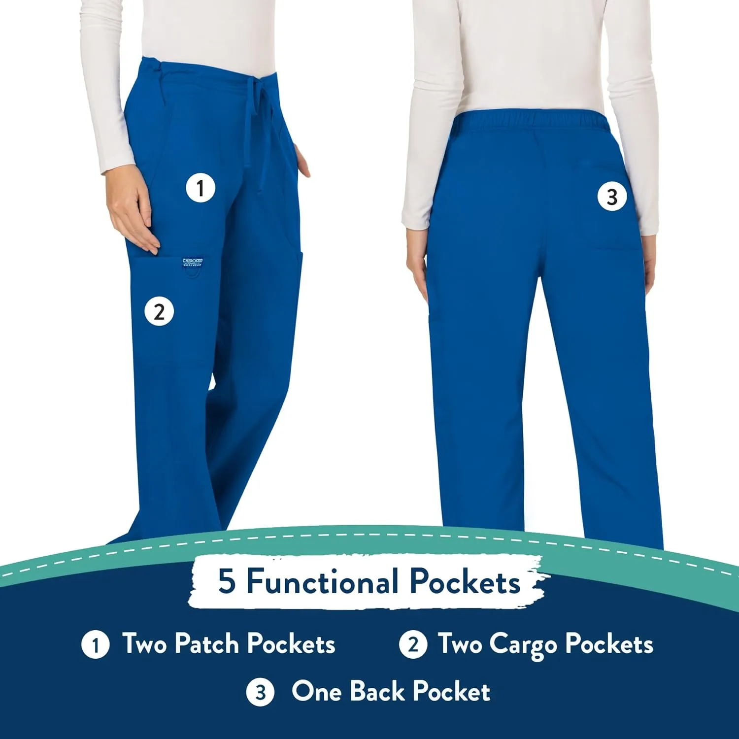 Scrubs for Women Workwear Revolution, Drawstring Scrub Pants, Soft Stretch WW120