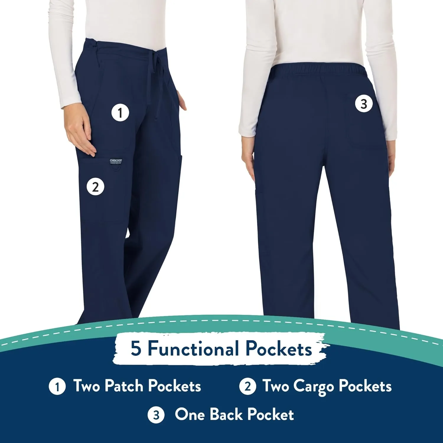 Scrubs for Women Workwear Revolution, Drawstring Scrub Pants, Soft Stretch WW120