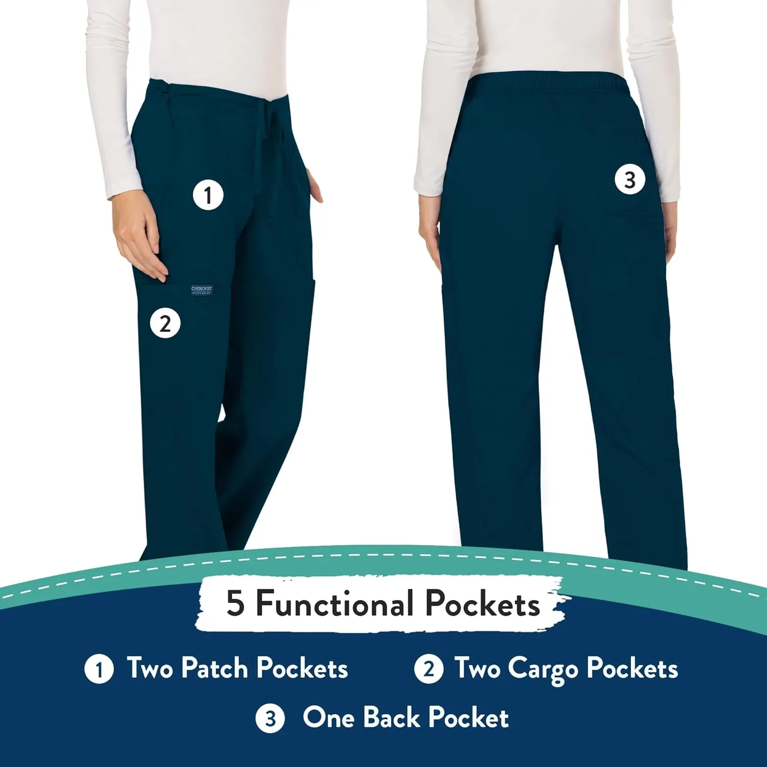 Scrubs for Women Workwear Revolution, Drawstring Scrub Pants, Soft Stretch WW120