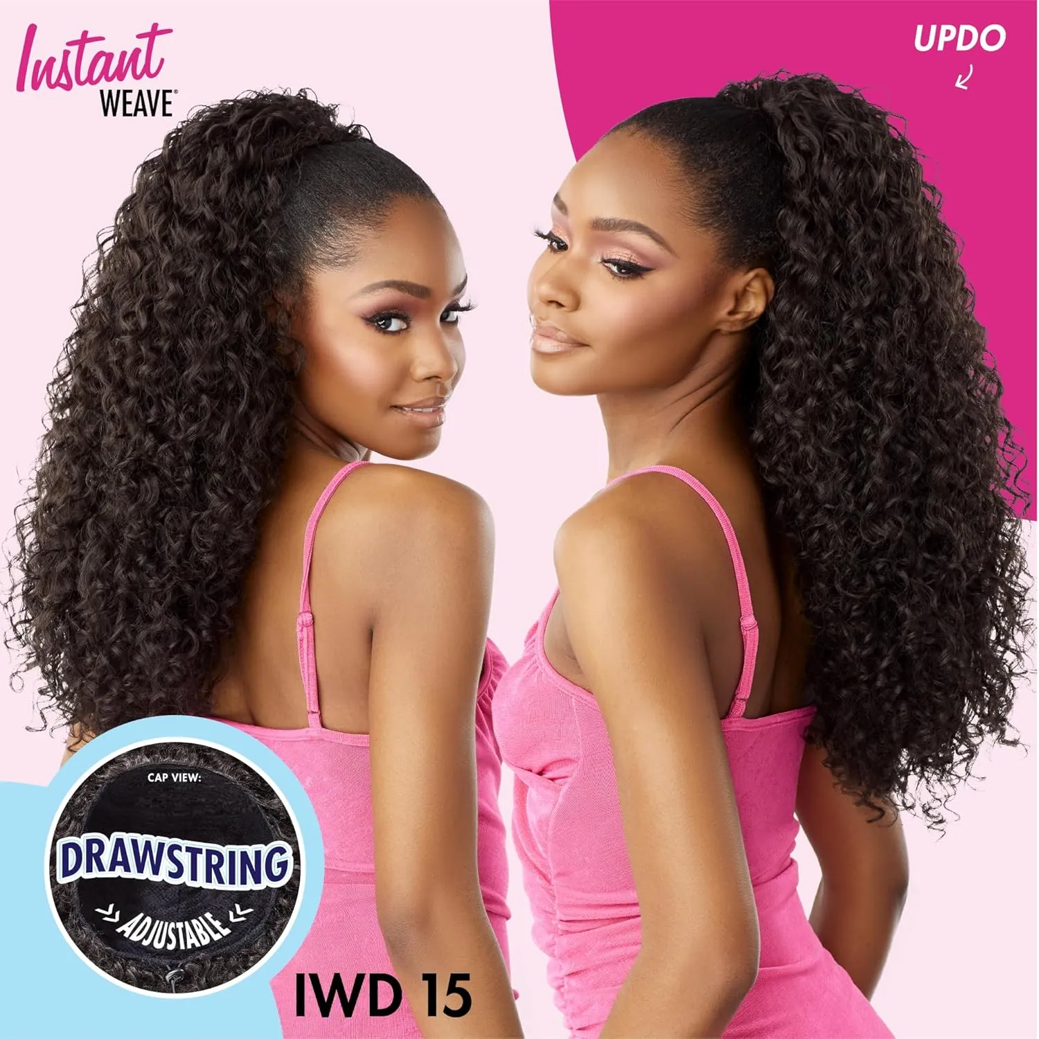 Sensationnel Instant Weave Half Wig - 15 Synthetic Blendwig Adjustable Drawstring for Seamless Hair Blending (T1B/4)