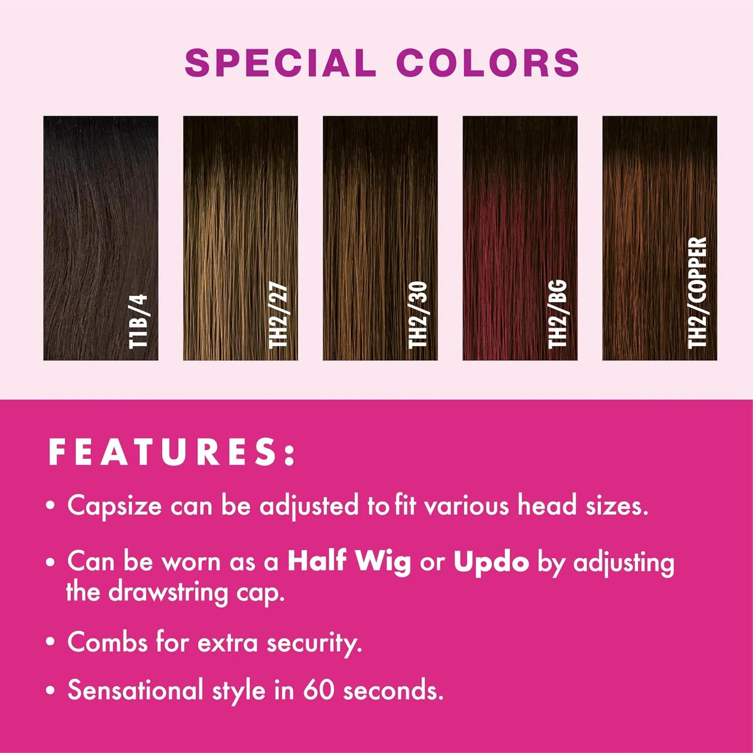 Sensationnel Instant Weave Half Wig - 15 Synthetic Blendwig Adjustable Drawstring for Seamless Hair Blending (T1B/4)