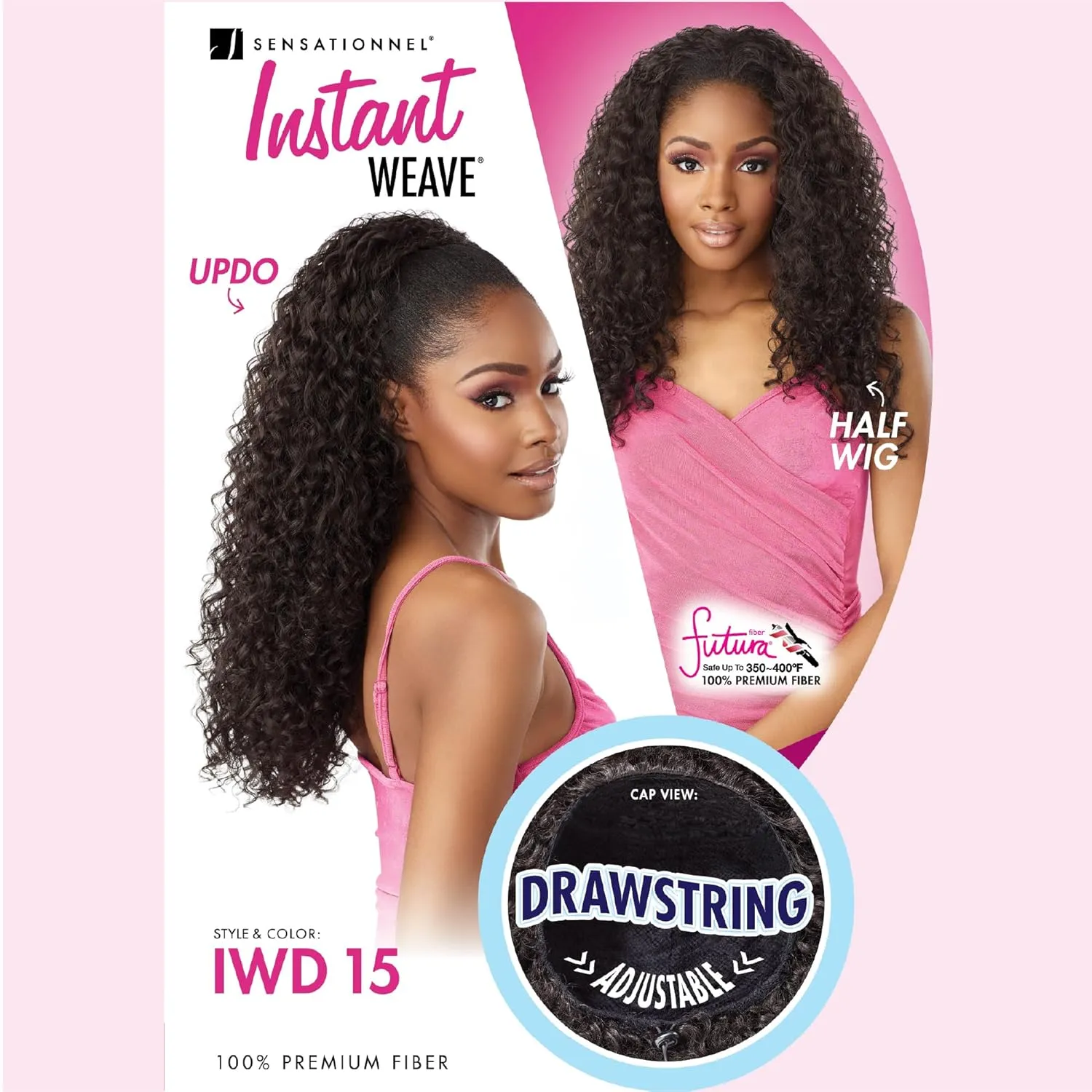 Sensationnel Instant Weave Half Wig - 15 Synthetic Blendwig Adjustable Drawstring for Seamless Hair Blending (T1B/4)