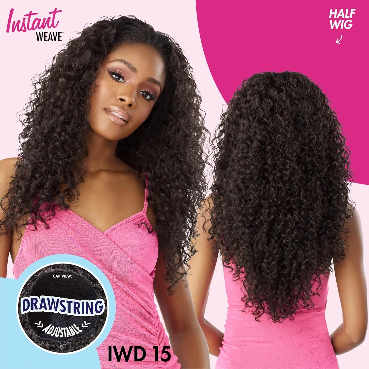 Sensationnel Instant Weave Half Wig - 15 Synthetic Blendwig Adjustable Drawstring for Seamless Hair Blending (T1B/4)