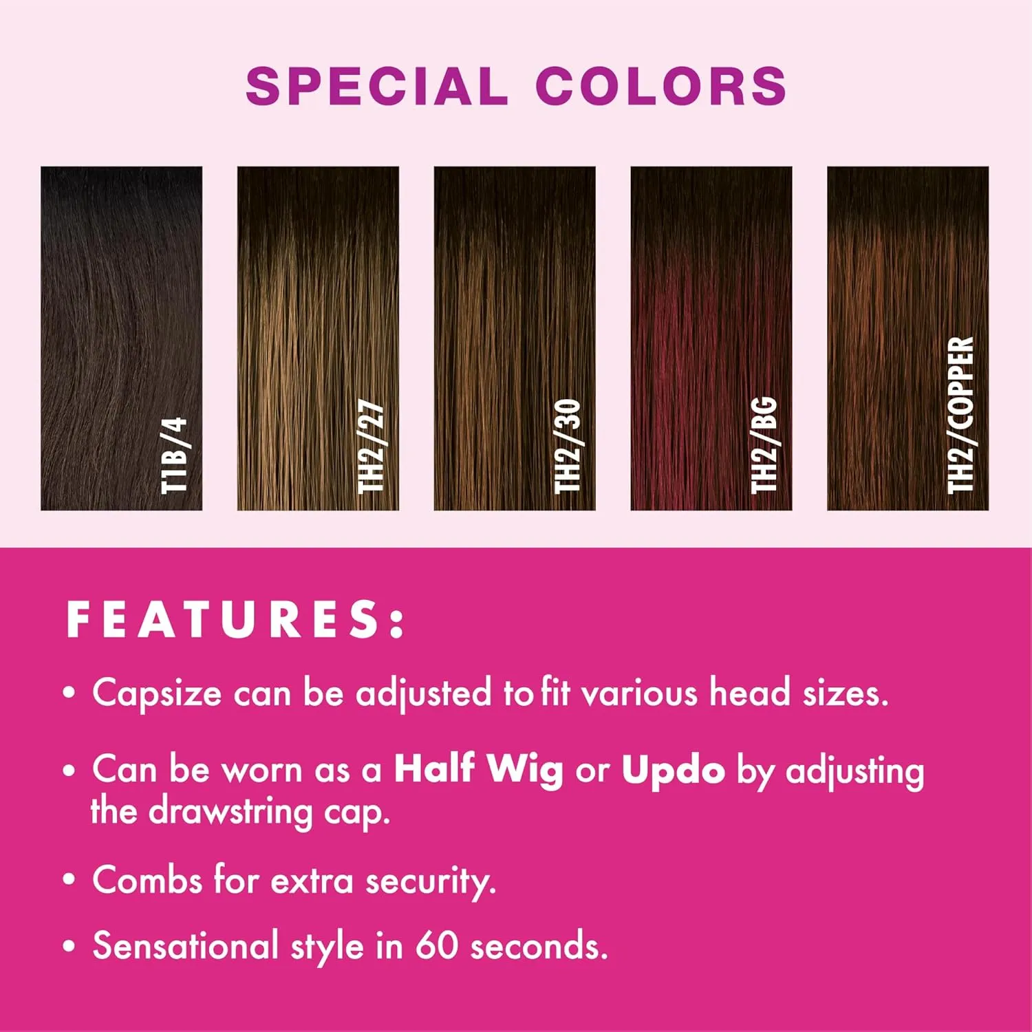 Sensationnel Instant Weave Half Wig - 19 Synthetic Blendwig Adjustable Drawstring for Seamless Hair Blending (TH2/BG)