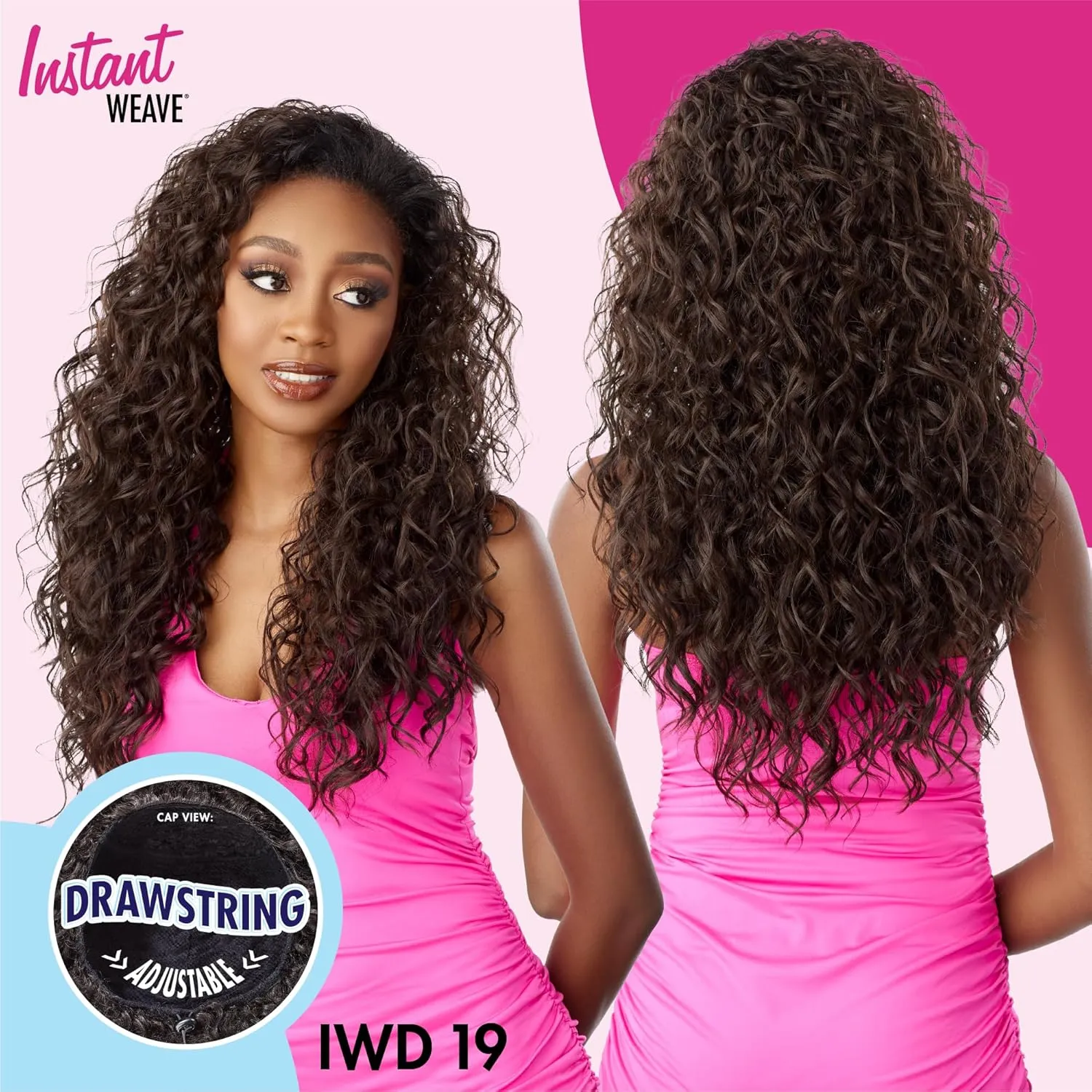 Sensationnel Instant Weave Half Wig - 19 Synthetic Blendwig Adjustable Drawstring for Seamless Hair Blending (TH2/BG)