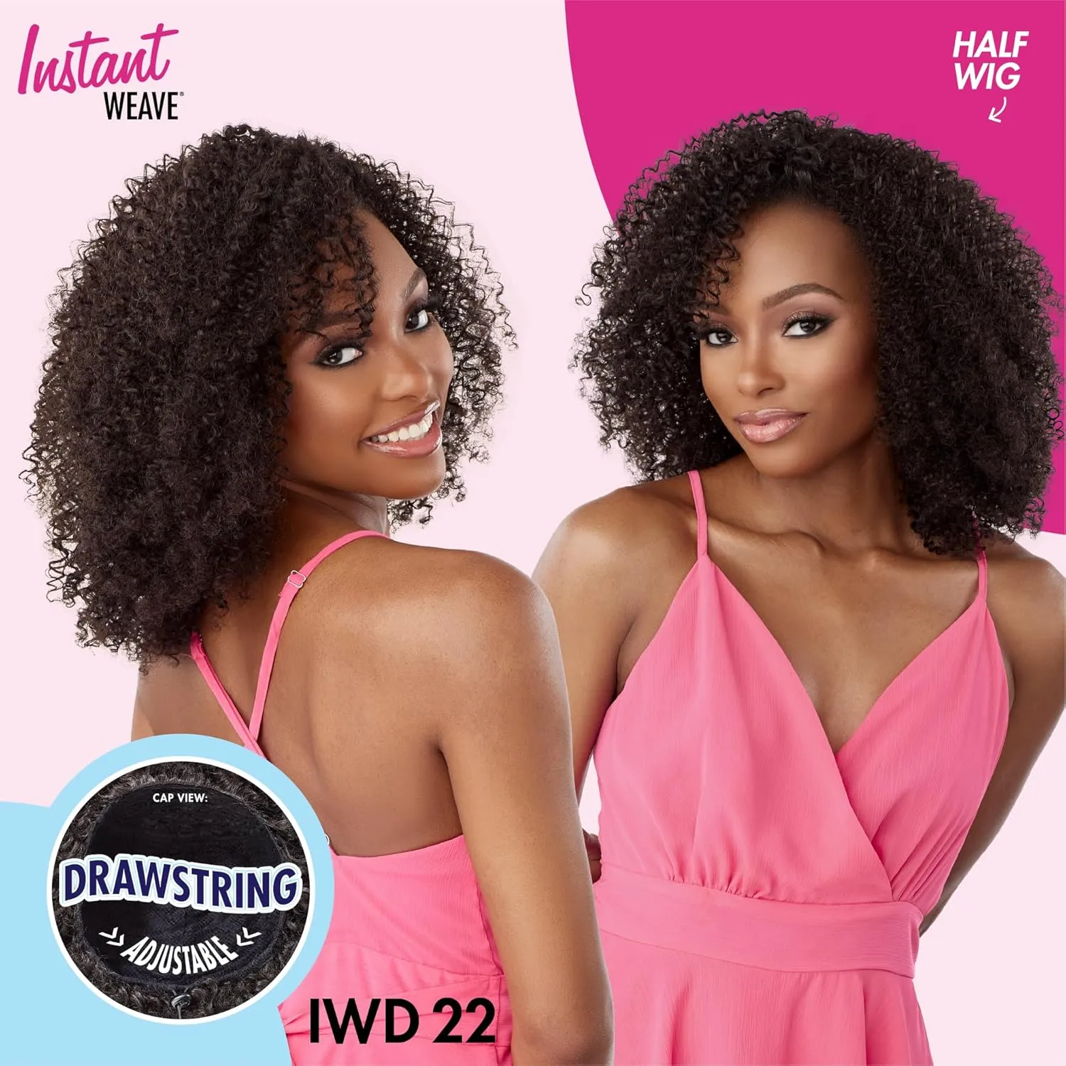 Sensationnel Instant Weave Half Wig - 22 Synthetic Blendwig Adjustable Drawstring for Seamless Hair Blending (TH2/BG)