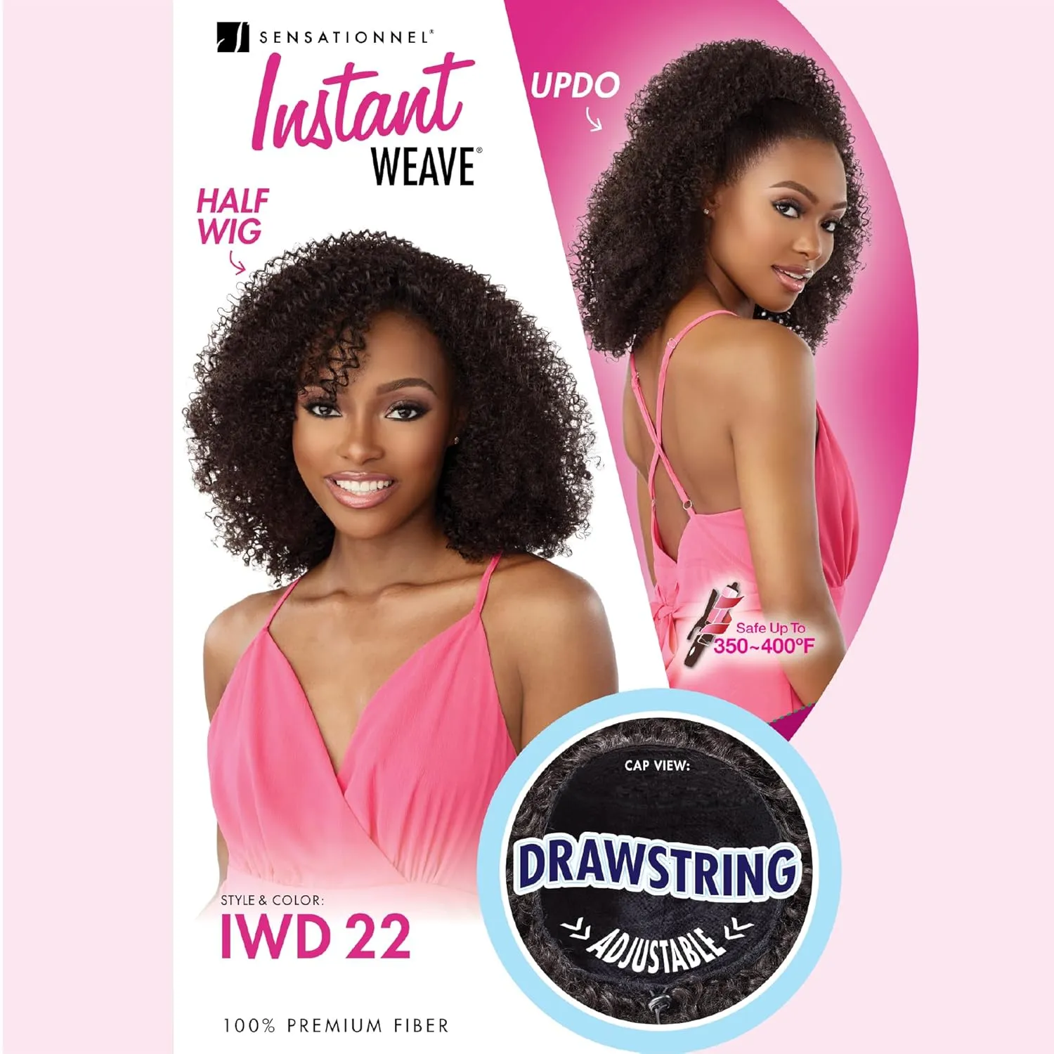 Sensationnel Instant Weave Half Wig - 22 Synthetic Blendwig Adjustable Drawstring for Seamless Hair Blending (TH2/BG)