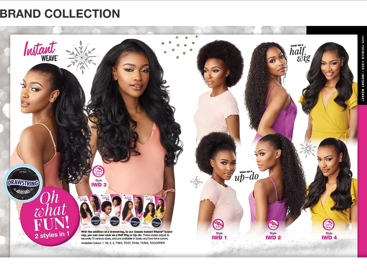 Sensationnel Instant Weave Half Wig - 4 Synthetic Blendwig Adjustable Drawstring for Seamless Hair Blending (2 DARKBROWN)