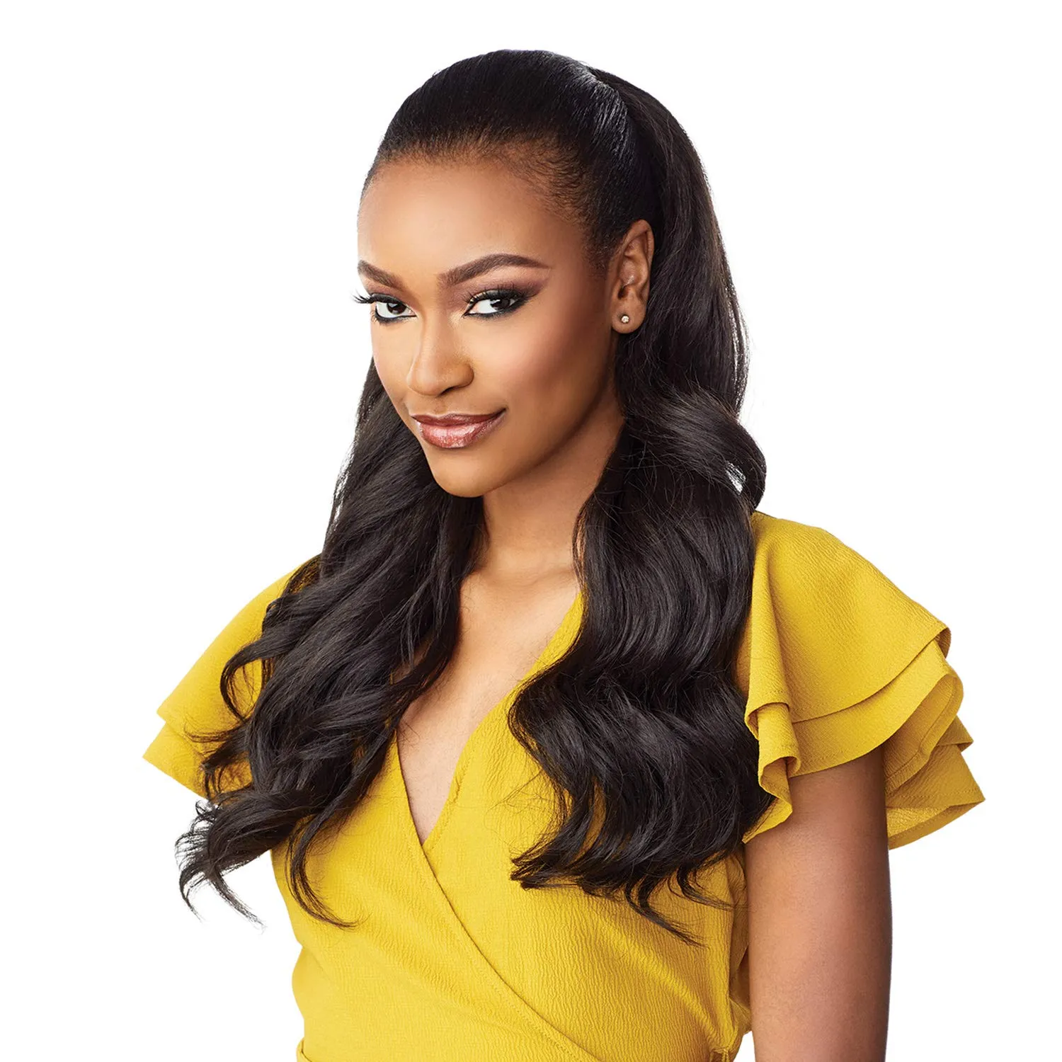 Sensationnel Instant Weave Half Wig - 4 Synthetic Blendwig Adjustable Drawstring for Seamless Hair Blending (2 DARKBROWN)