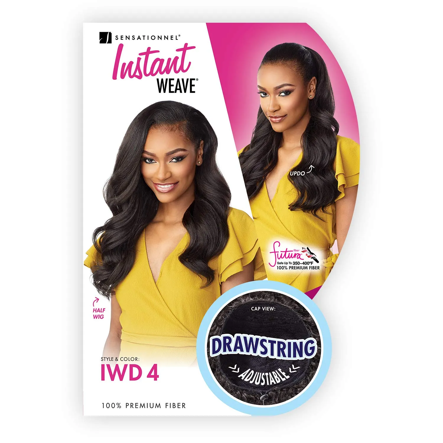 Sensationnel Instant Weave Half Wig - 4 Synthetic Blendwig Adjustable Drawstring for Seamless Hair Blending (2 DARKBROWN)