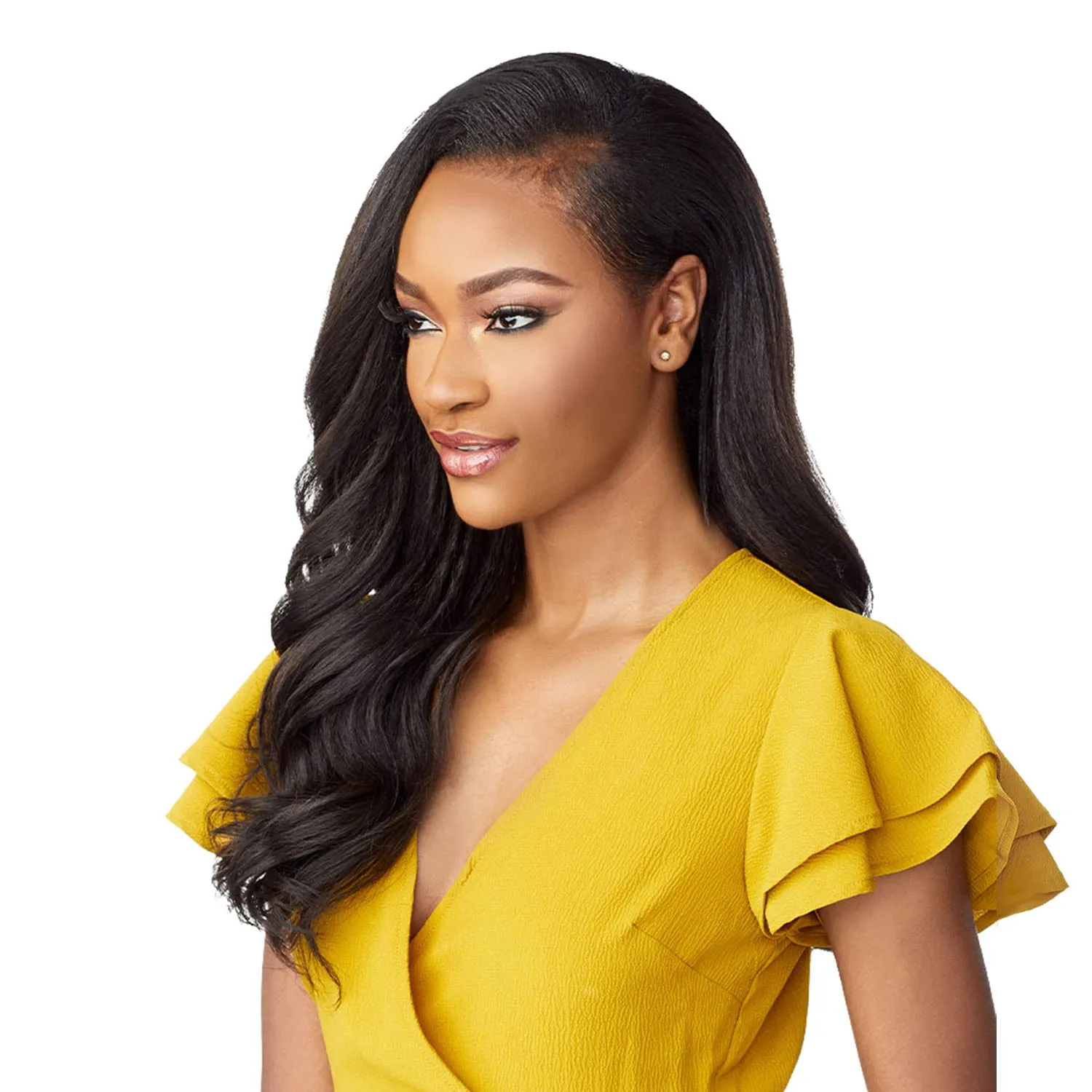 Sensationnel Instant Weave Half Wig - 4 Synthetic Blendwig Adjustable Drawstring for Seamless Hair Blending (2 DARKBROWN)