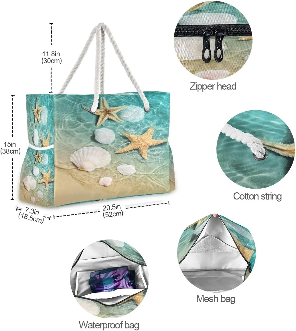 senya Large Beach Shoulder Bags Canvas Tote Water Resistant for Gym Travel Daily