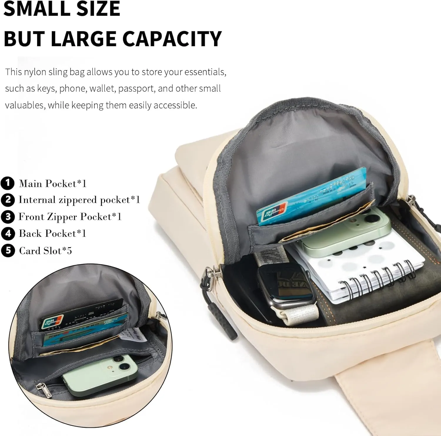 Seoky Rop Small Crossbody Bags for Women Men Nylon Water Resistant Sling Bag for Running Workout Travel