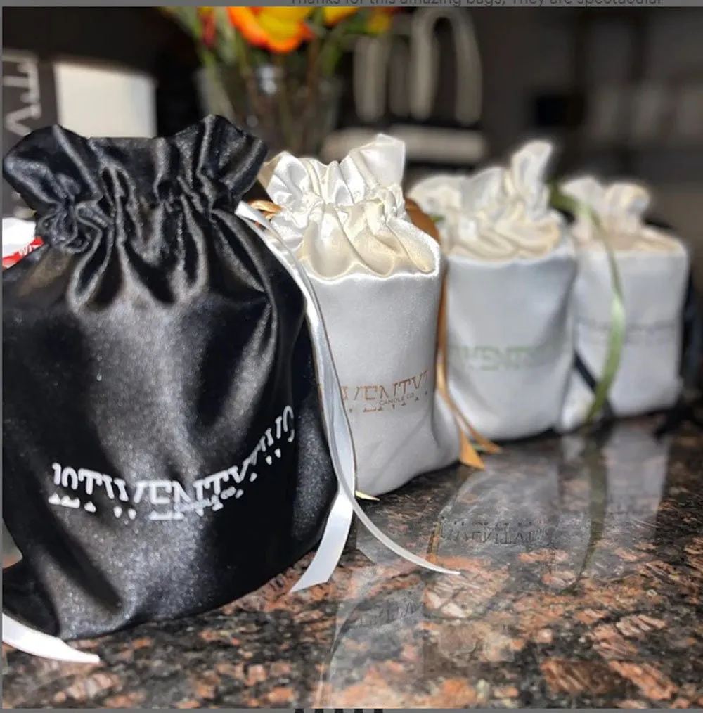 Set of 20 White/Black Satin Favor Bags, Custom Satin bags, Satin bags,Hair Extension Bags,Jewelry Bags,Jewelry pouch,Cosmetic Bags,Gift Bags