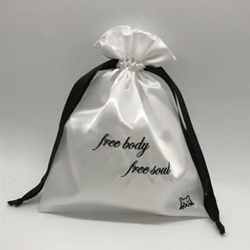 Set of 20 White/Black Satin Favor Bags, Custom Satin bags, Satin bags,Hair Extension Bags,Jewelry Bags,Jewelry pouch,Cosmetic Bags,Gift Bags