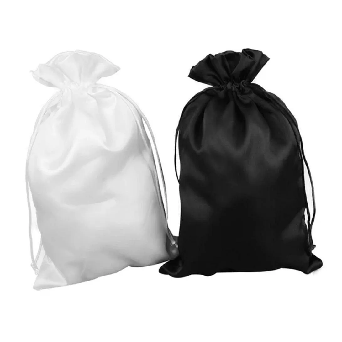 Set of 20 White/Black Satin Favor Bags, Custom Satin bags, Satin bags,Hair Extension Bags,Jewelry Bags,Jewelry pouch,Cosmetic Bags,Gift Bags