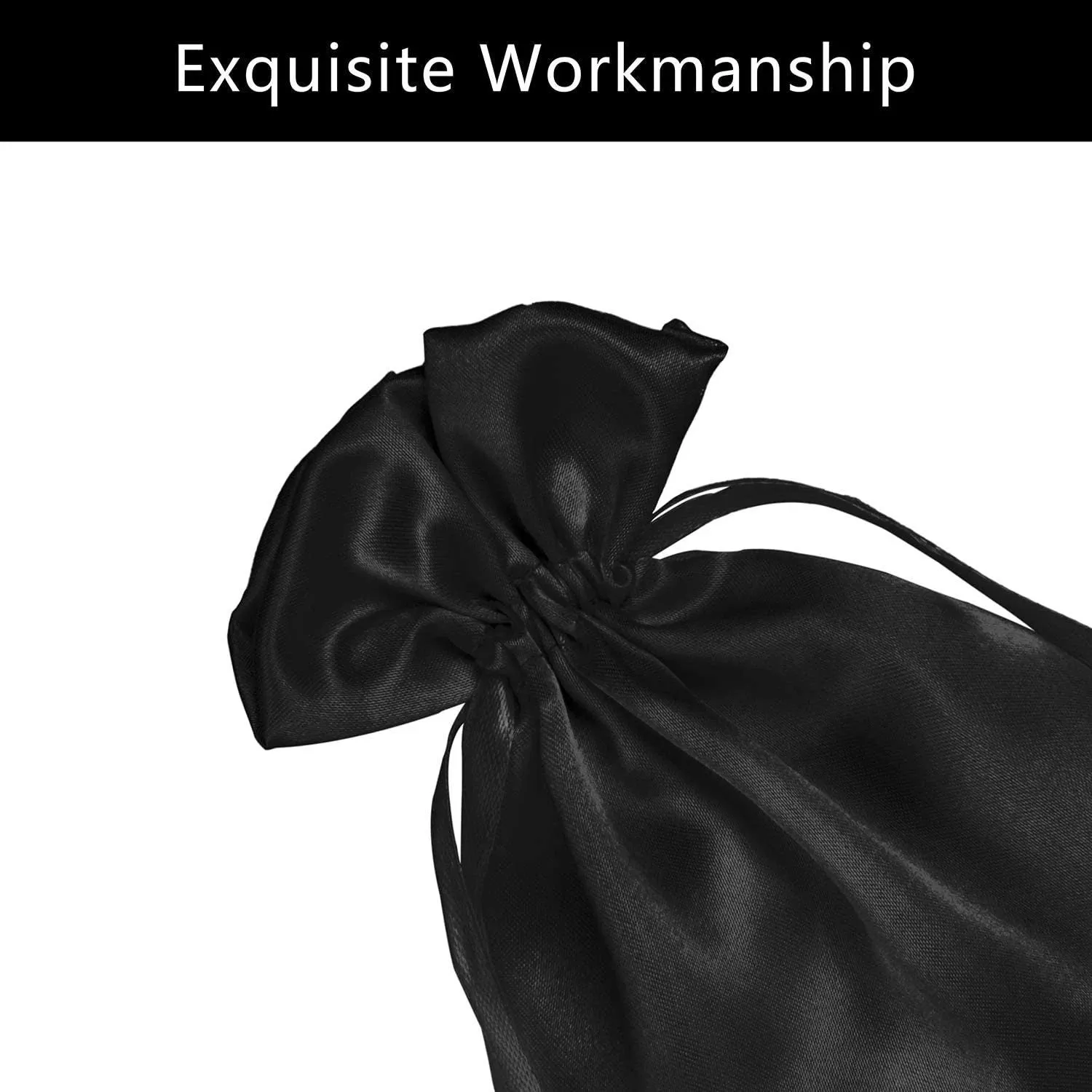 Set of 20 White/Black Satin Favor Bags, Custom Satin bags,Hair bundle bags,Hair Extension Bags,Jewelry Bags,Jewelry pouch,Cosmetic Bags